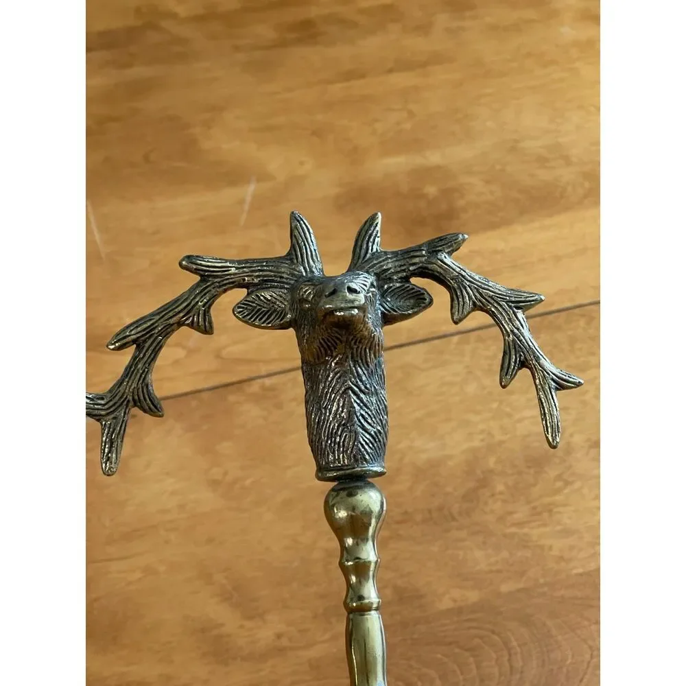 Vtg Pewter Stag Deer & Solid Wood Serving Pedestal Cupcake Platter Cake Dessert
